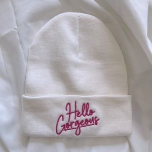 WHITE BEANIE - HELLO GORGEOUS WINTER HAT